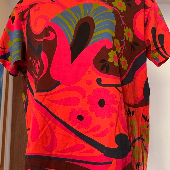 Authentic GUCCI floral 100% Cotton SS top for Women Color Splash size L EUC - Picture 2 of 5
